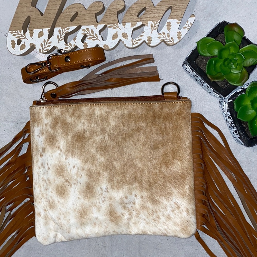 New Handmade 100% Real Cowhide Leather Crossbody Purse Handbag Hair On